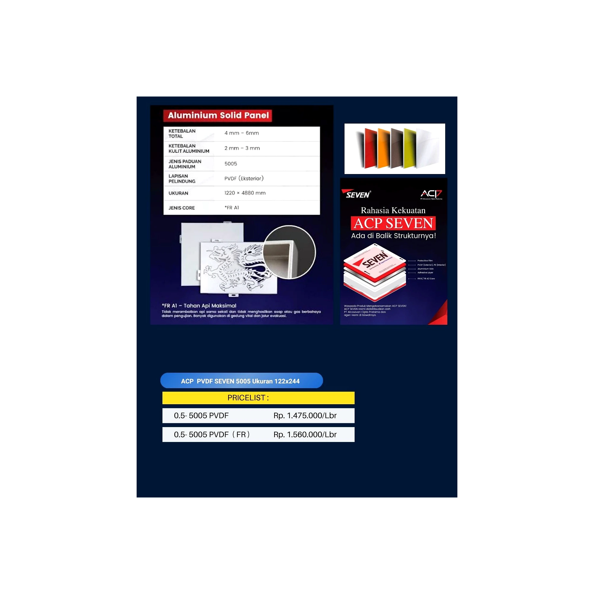 ACP PVDF SEVEN 5005 Premium Fasad